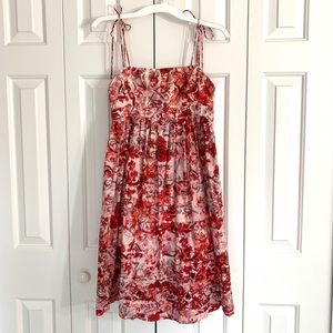Red floral summer dress